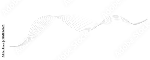 Gray wave curve lines abstract background with flowing particles. Digital energy waves technology concept. Modern backdrop design for business, presentation, banner.