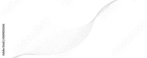 Gray wave curve lines abstract background with flowing particles. Digital energy waves technology concept. Modern backdrop design for business, presentation, banner.
