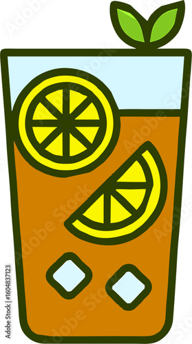 Simple Iced Tea with Lemon and Mint Leaves Icon