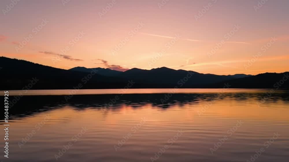 Mountain lake at sunset reflection Mountain lake at sunset reflection