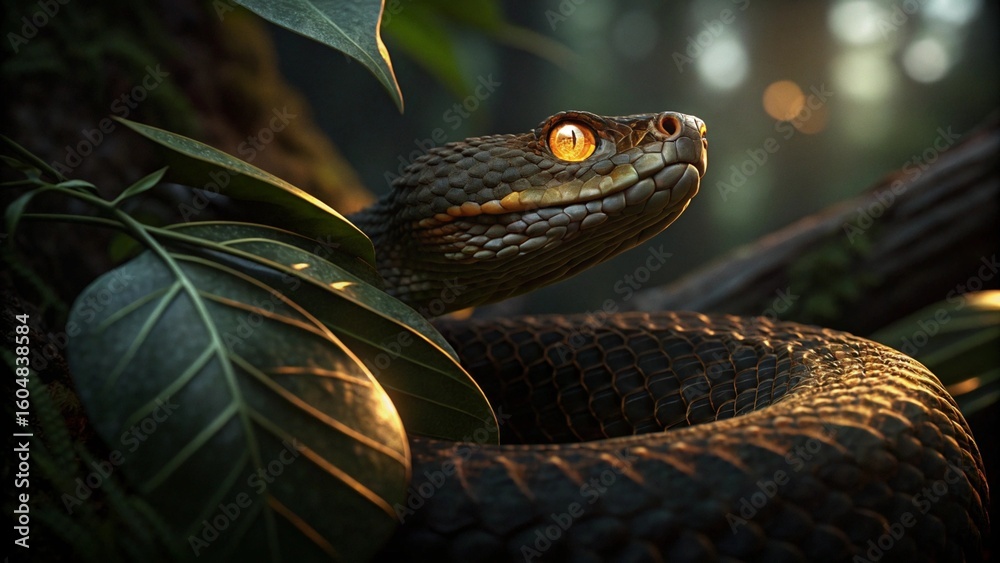 Fototapeta premium Highly detailed venomous snake.