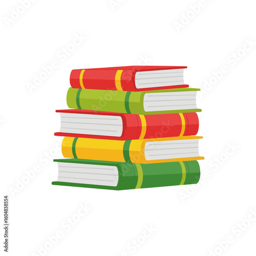 Vibrant Stack of Knowledge Colorful Books Vector Illustration for Education, Study, and Literacy. A Clean Graphic Representing Learning and Academic Growth.
