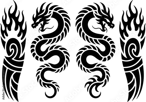 Eternal Bloom Skull" tattoo, rose tattoo, eternal bloom, gothic art,  Dragon tattoo vector bundle