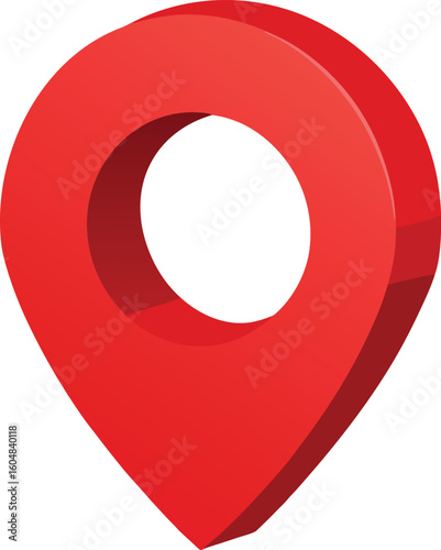 Red 3d map pin locator icon