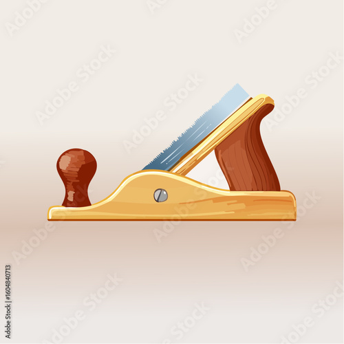 Wooden Hand Plane Woodworking Tool Illustration