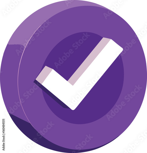 Purple checkmark icon with 3d effect