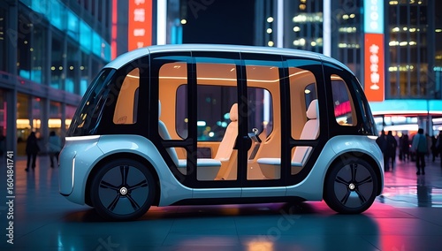 Autonomous Vehicle City Night.