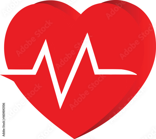 Red heart with ekg line vector