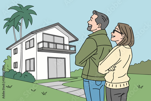 couple in front of home