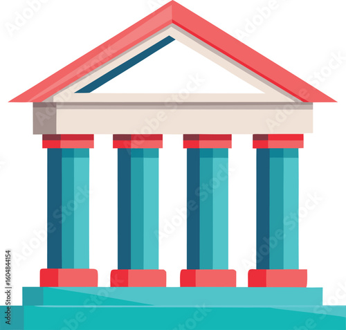 Classic greek temple facade with columns