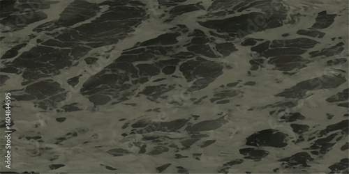 Aerial view of rough sea water texture with white foam creating abstract patterns on a grayish green background