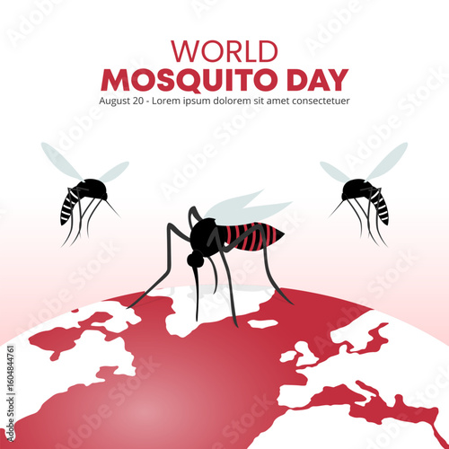 World Mosquito Day design with mosquitoes attack illustration