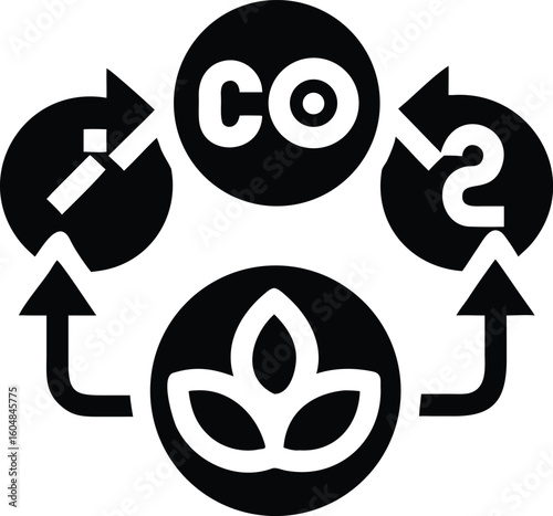 Carbon cycle diagram plant photosynthesis icon