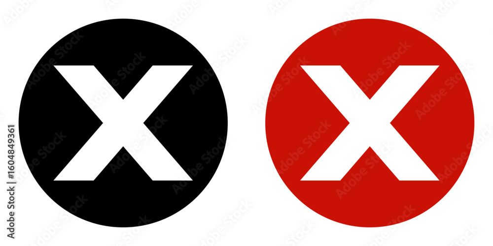 Fototapeta premium Bold X mark inside a round badge