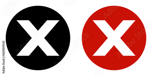 Bold X mark inside a round badge