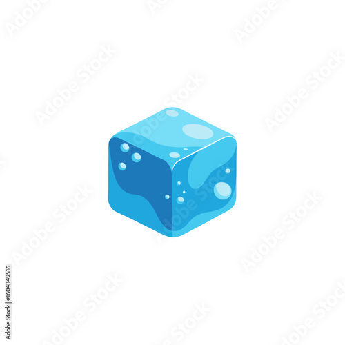 realistic ice cube with trapped air bubbles isolat