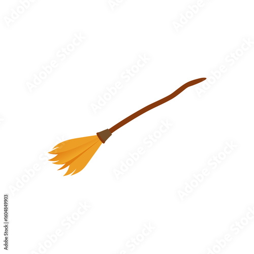 witch s broom with crooked bristles isolated