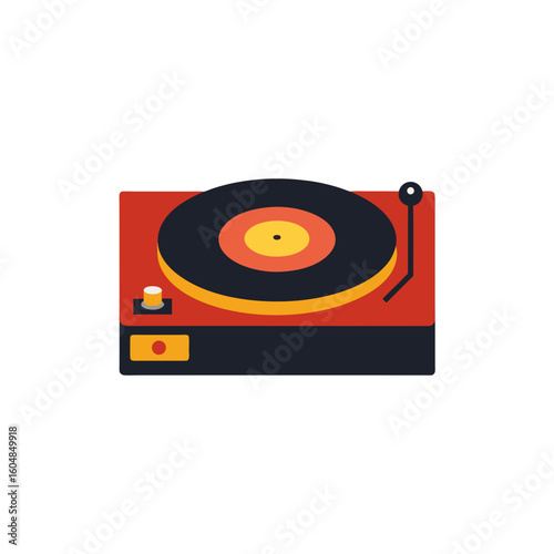 vintage vinyl record spinning on a turntable isola