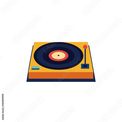 vintage vinyl record spinning on a turntable isola