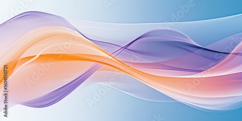 Abstract colorful wave background with flowing gradient shapes blending blue, orange and purple colors for modern dynamic design concepts.