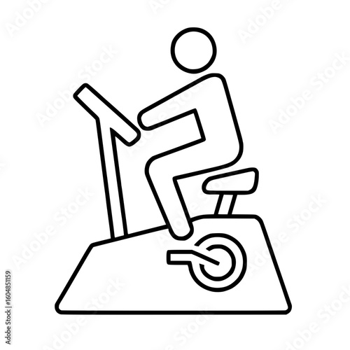 Person riding exercise bike outline icon isolated
