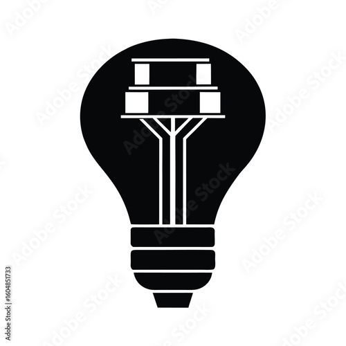 Silhouette a lightbulb with internal structure resembling a table symbol idea