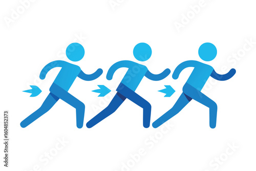 World Diabetes Day Vector – Athletes Running with Blue Wristbands – Awareness Campaign.