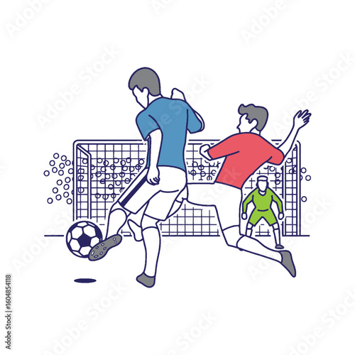 vector illustration of Soccer Action at the Goal concept