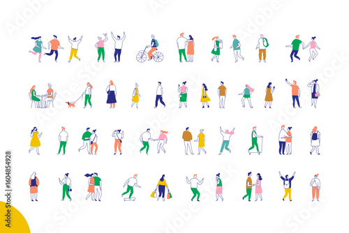 Collection of vector minimal human figures in various social situations. Great for infographics, apps, or web design focused on connection, community, or communication.