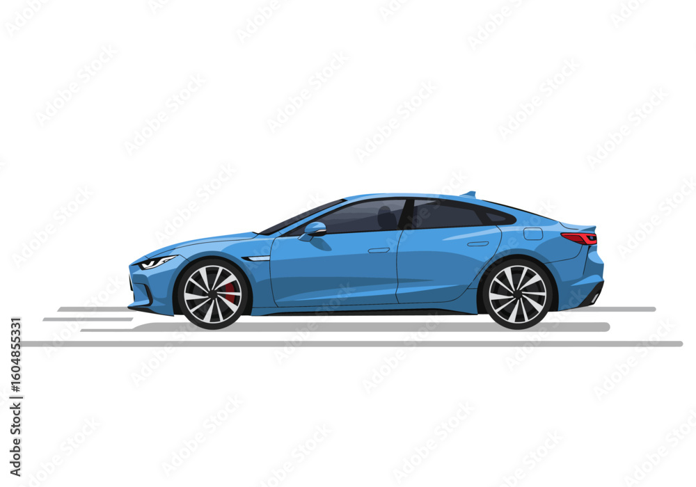 Sleek Blue Sedan Car Illustration with Modern Design and Wheels. Sleek Blue Sedan Car Illustration with Modern Design and Wheels.