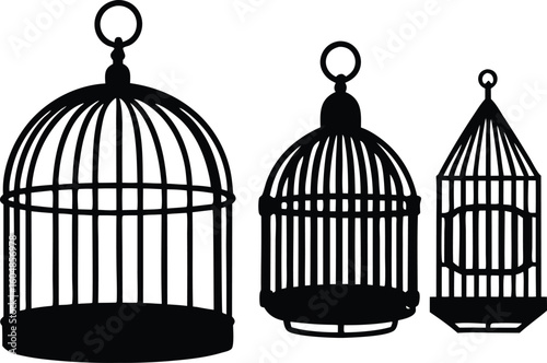  closed empty bird cage silhouette vector