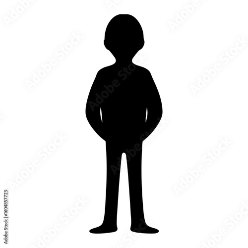 Silhouette of a person standing with hands in pockets, full body
