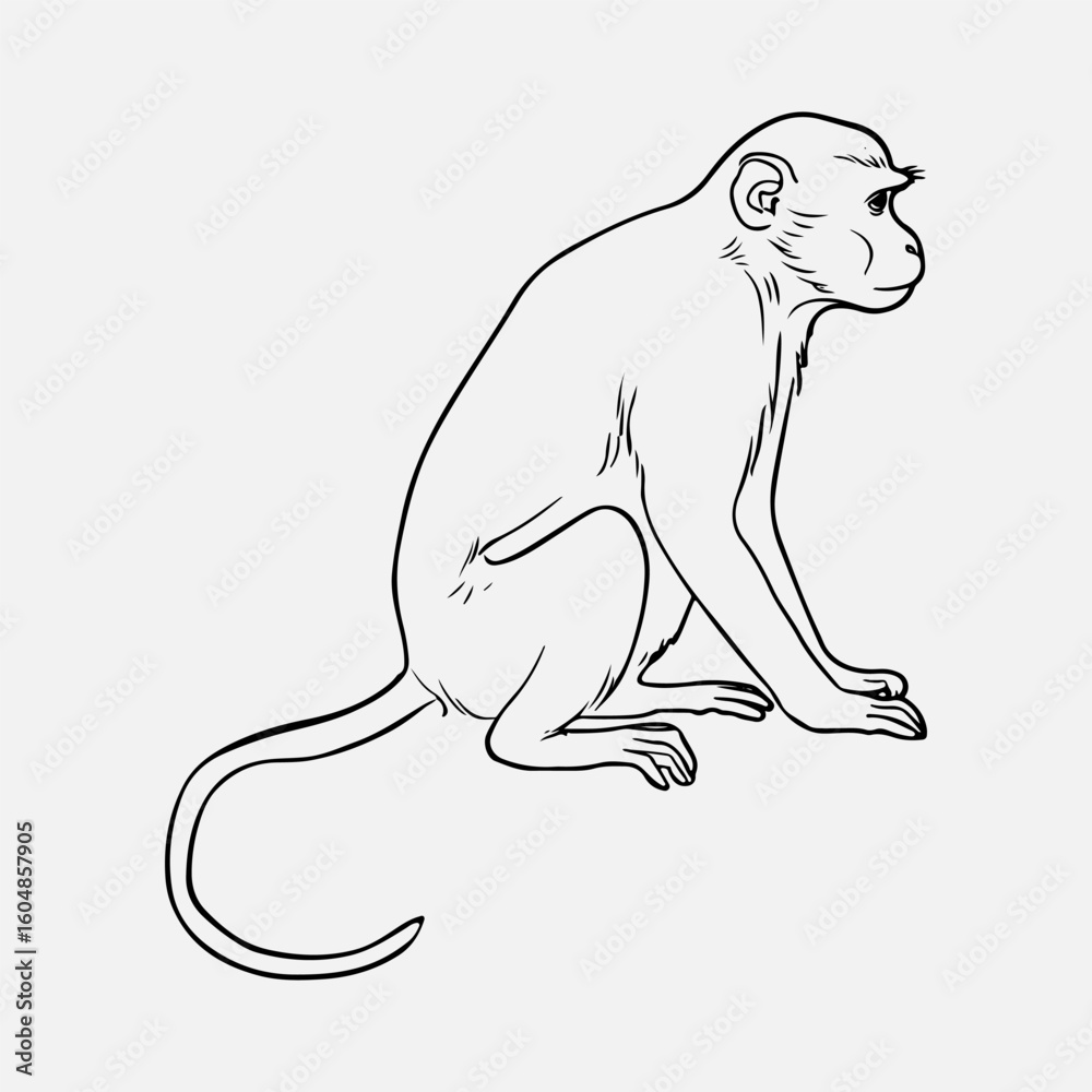 Obraz premium Monkey Silhouette Vintage Retro Black Icon Line Art Graphic Animal Monkey Artwork