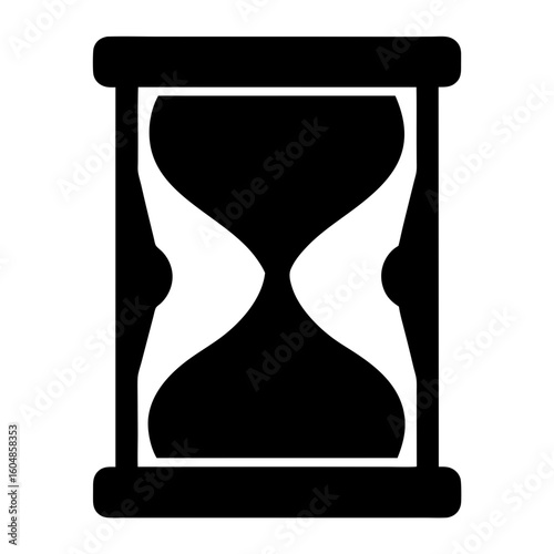 Simple black and white illustration of an hourglass representing the passage of time