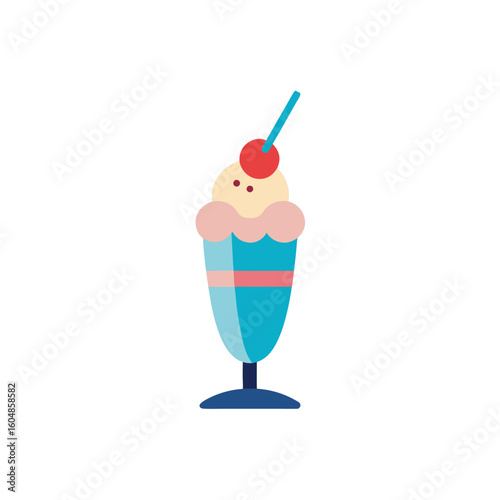 ice cream sundae in a glass cup with cherry and wa