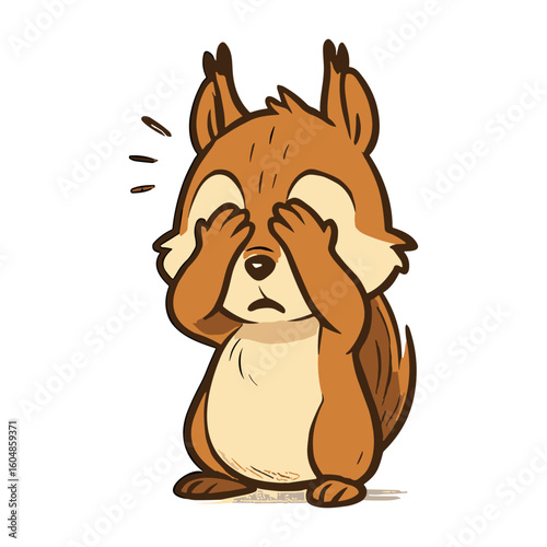 Squirrel Cartoon Mascot Cute Squirrel Hiding Illustrations