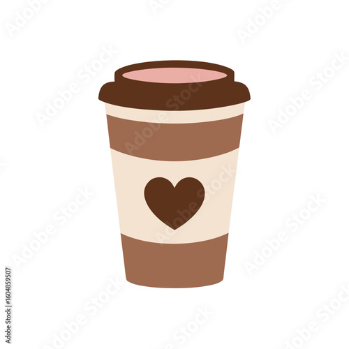 to go coffee cup with latte art heart visible thro