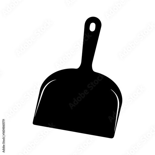Isolated black silhouette of a dustpan on a white background illustration