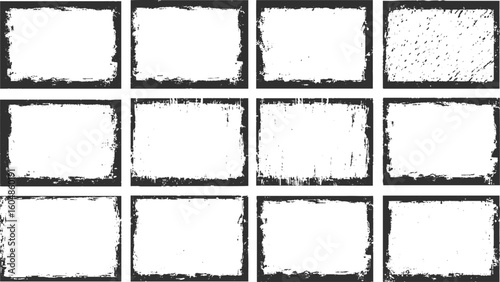 Set of the vector grunge textures isolated on white background. Element for social media, poster, brochure, flyers, screen print texture, card, wallpaper, background. 