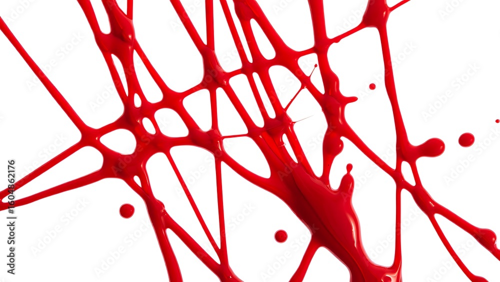 Fototapeta premium Bright red liquid splashes and drips abstract