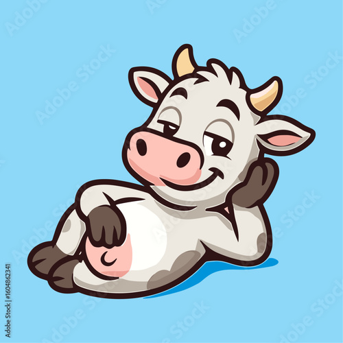 Cow Cartoon Mascot Enjoying Cow Illustrations