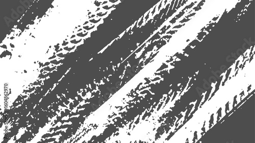 Grunge tire marks vector for racing motocross drift and off-road use. Black wheel track vector texture with grunge isolated background. 