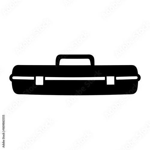 Black silhouette of a closed tool box ready for manual labor