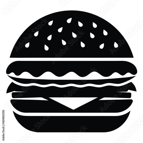 Classic hamburger silhouette graphic a simple and recognizable food icon perfect for menus branding or culinary themes isolated on white background