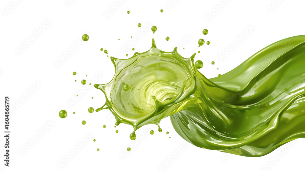 Fototapeta premium Dynamic Splash of Green Liquid, Captivating Motion and Isolated On Transparent Background