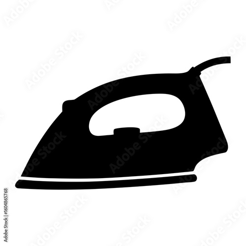 Black silhouette of an electric iron used for smoothing clothing