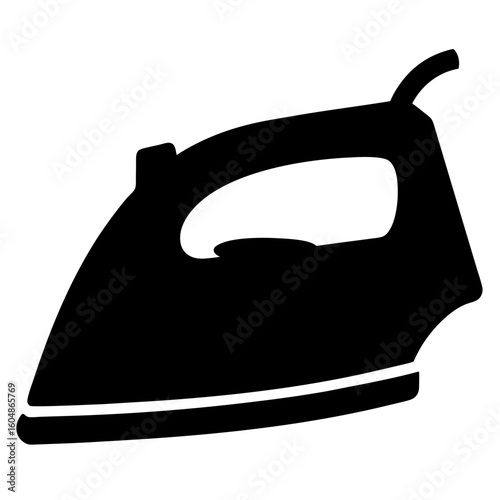 A simple black silhouette of an electric iron for pressing clothes