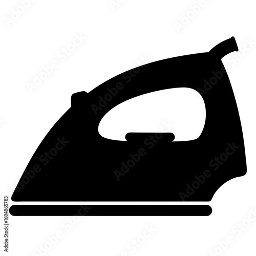 Black ironing tool silhouette isolated on white for clothes pressing service