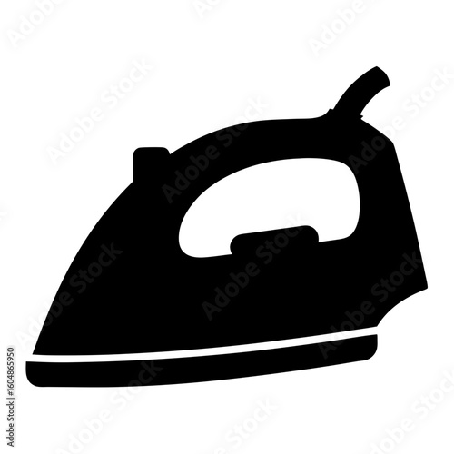 Black and White Illustration of an Iron for Clothing and Fabric