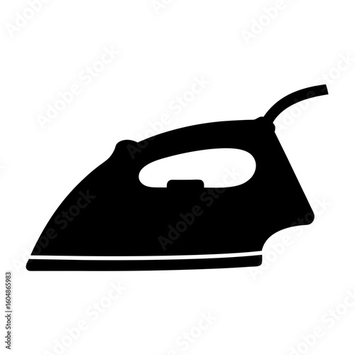 Black Silhouette of a Clothes Iron on a White Background Simple Design